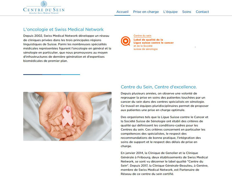 Santé - Swiss Medical Network - Centre du Sein - Site internet