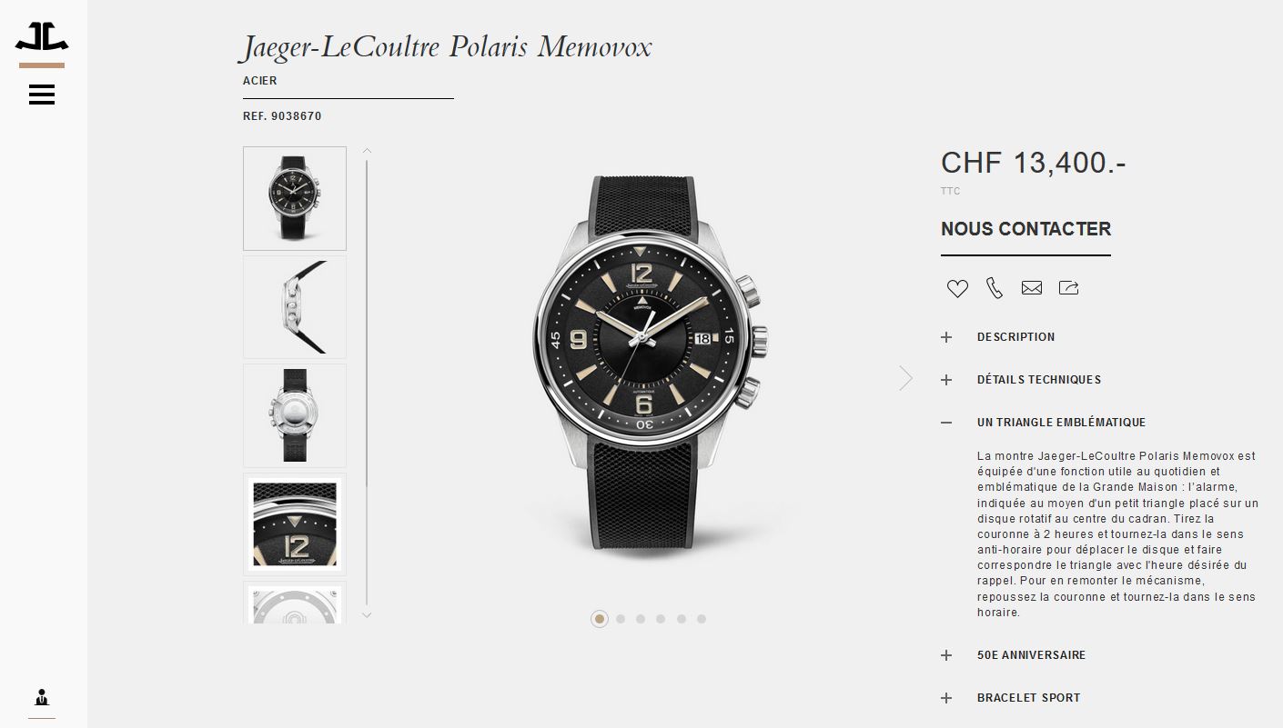 Horlogerie - Jaeger-LeCoultre - Site internet - Page produits - Polaris Memovox